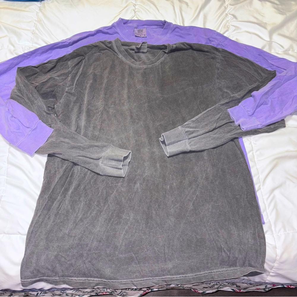 Comfort Colors Men’s Long Sleeve Shirt - Gray & Purple
